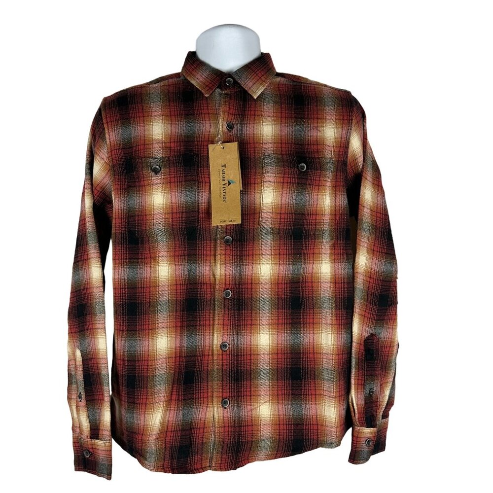 Tailor Vintage LuxePerformance Mens Plaid Shirt Moisture Wicking Stretch Size S